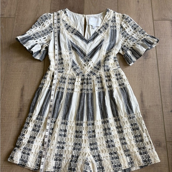 Anthropologie Black and White Flutter Sleeve Mini Sundress - Picture 1 of 7